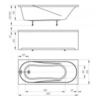 Каркасная прямоугольная ванна Акватек Либерти 160х70 схема 2