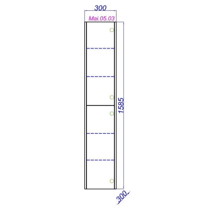 Угловой подвесной пенал Aqwella Майами 30х30 схема 2