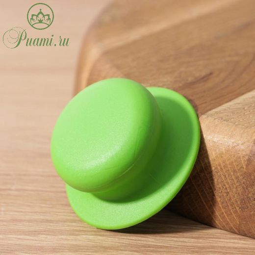 Ручка для крышки на посуда с саморезом, d=6 см, цвет зелёный
