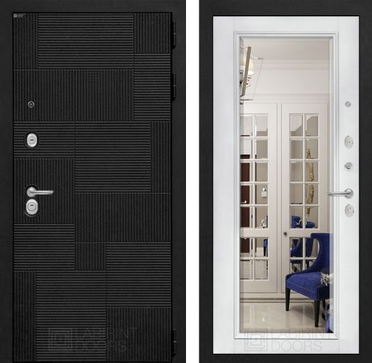 Дверь Входная Лабиринт (LABIRINT) PAZL Зеркало фацет Белый софт