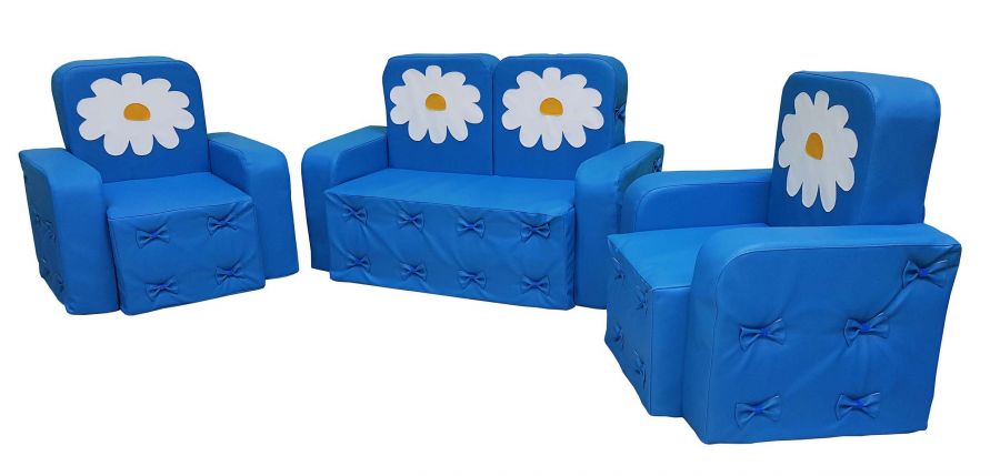 Набор мягкой мебели Машенька с аппликацией (диванчик + 2 кресла), прошивка бантики