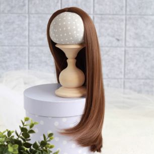 Волосы для кукол Прямой парик без чёлки, шатен, 30 см.