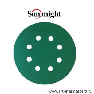 Шлифовальные круги комплект 100 шт FILM L312T+ 125 мм на липучке 8 отверстий зелёные P 2000 SUNMIGHT 53223-100