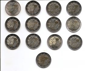 Набор монет 35 лет программе Эразмус 2 евро Евросоюз 2022(16 монет)
