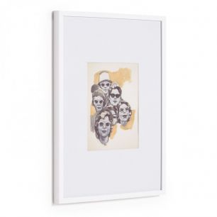 Картина Fedra бело-бежевая с лицами в очках 50 х 70 см