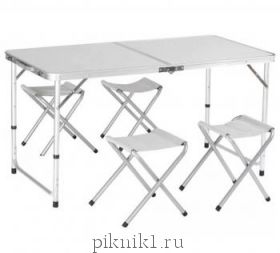 Набор алюминиевый стол + 4 стула 60*120 см KOMANDOR 8816