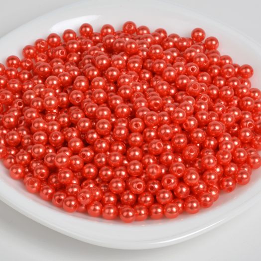 Бусины под жемчуг (пластик) Красный Разные диаметры (SBT-Perl.058)
