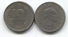 Колумбия 10 сентаво разные года VF