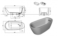 Гидромассажная ванна Kolpa San Adonis FS отдельностоящая 180x80 схема 1