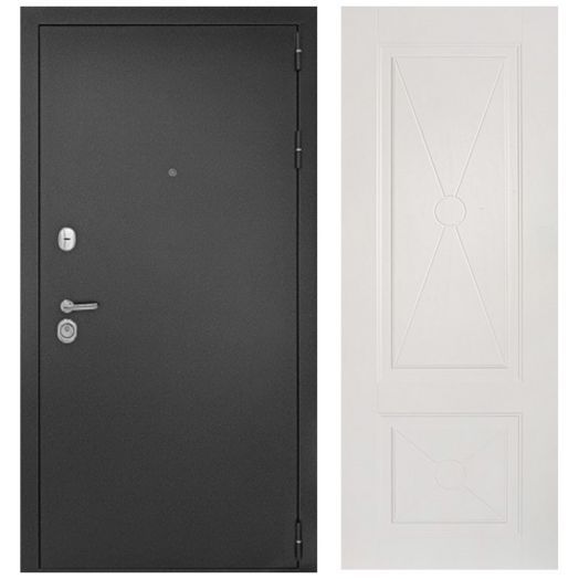 Металлическая Входная Дверь Дверной континент Рубикон-дизайн Софт белый снег узор