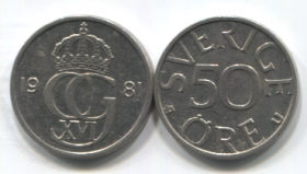 Швеция 50 оре  1979- 1981 XF-UNC