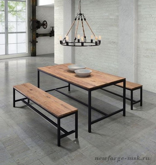 скамейки и столы в стиле лофт
