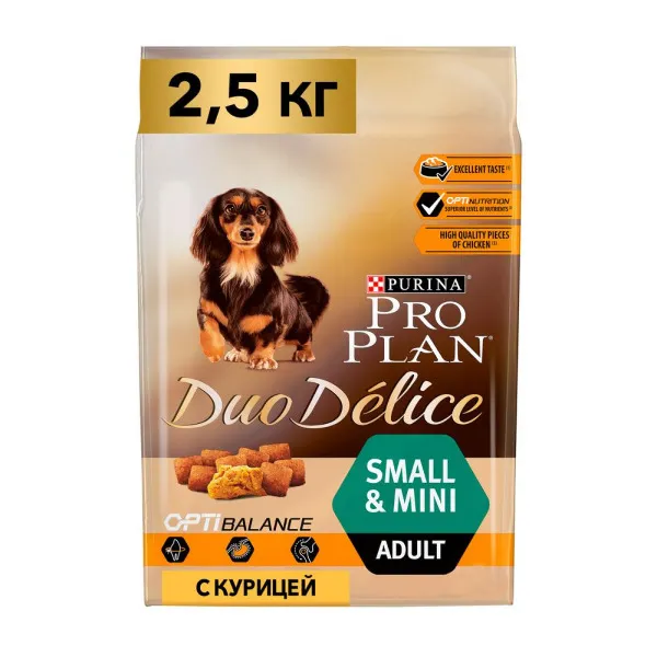 Сухой корм для собак мелких и карликовых пород Pro Plan Duo Delice с курицей 2.5 кг
