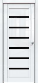 Межкомнатная Дверь Triadoors Царговая Gloss 618 ПО Белый Глянец со Стеклом Лакобель Чёрный / Триадорс
