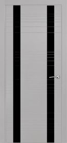 Межкомнатная Дверь Verda В-2 Светло-Серый со Стеклом Лакобель Чёрный / Верда