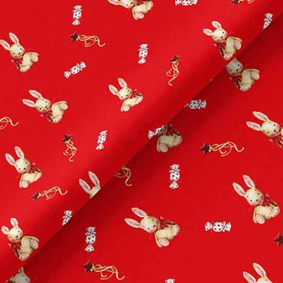 Хлопок - Зайчики конфетки на красном 50х37 см limit