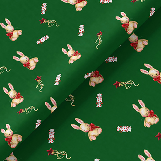 Хлопок - Зайчики конфетки на зеленом 50х37 см limit ПРЕДЗАКАЗ