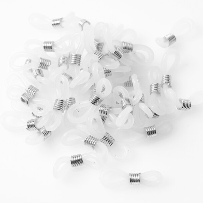 фото Силиконовый держатель для цепочки к очкам Белый/ Серебро
