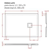 Керамический душевой поддон Artceram Lapis PDR02 схема 3