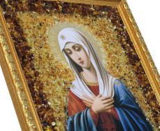 Умиление Серафимо-Дивеевская икона Божией Матери с янтарем