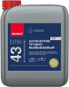 Антисептик Трудновымываемый Neomid 43 Extra ECO 10л для Наружных и Внутренних Работ / Неомид 43 Экстра Эко