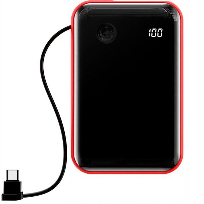 Baseus Mini S Digital Display 3A Power Bank 10000mAh (With Type-C Cable) Red (PPXF-A09)