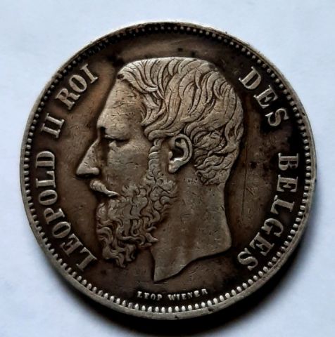 5 франков 1866 Бельгия Редкий год AUNC