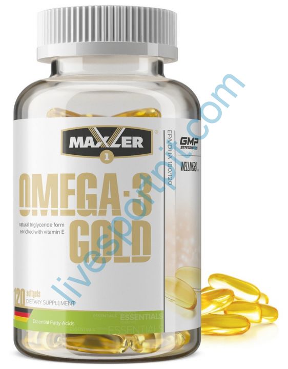 Омега-3 жирные кислоты Omega-3 Gold 120 гелевых капсул Maxler