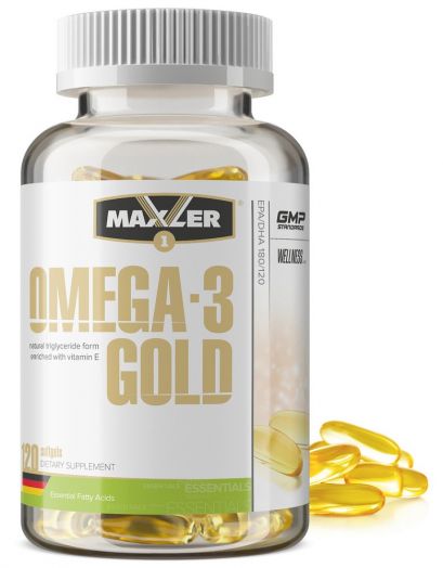 Омега-3 жирные кислоты Omega-3 Gold 120 гелевых капсул Maxler