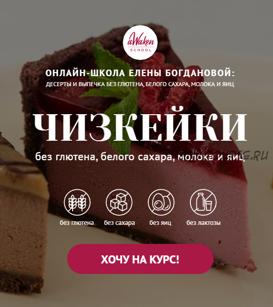 [Awaken School] Чизкейки без молочных продуктов, глютена, яиц и белого сахара (Елена Богданова, Елена Шпак)