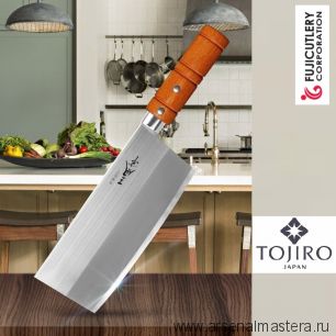 Кухонный Нож топорик Цай-Дао Fuji Cutlery Special series длина лезвия 175 мм сталь Мо-V рукоять дерево заточка 3000 Tojiro FA-70
