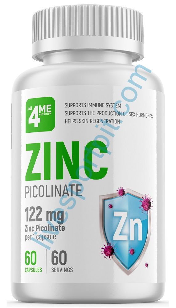 Цинк Zinc Picolinate 122 мг 60 капсул 4Me Nutrition