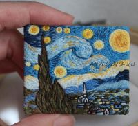 Вышивка броши гладью Ван Гог 'Звездная ночь' (ksu_stitch_felt)
