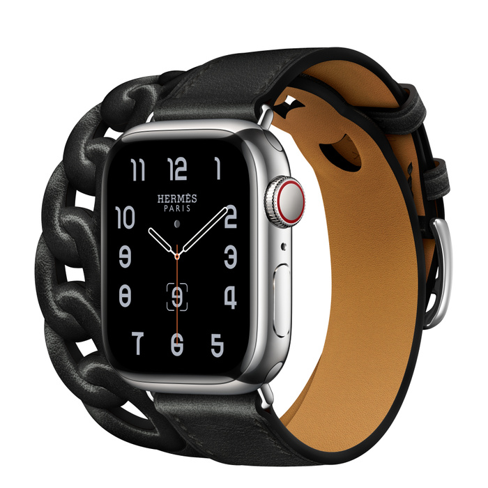 Apple Watch Hermès Series 8 41mm Silver Stainless Steel Case with Gourmette Double Tour Noir