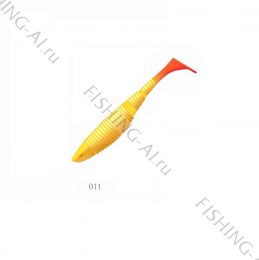 Силиконовая приманка ZUB-WIBRA 100 мм (цвет 011) жёлто-красный