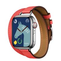 Apple Watch Hermès Series 8 41mm Silver Stainless Steel Case with Attelage Double Tour Rose Texas