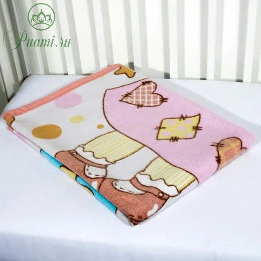 Одеяло байковое «Девочка и мишка», размер 100х140 см, цвет розовый,