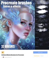 32 Extra Effects Brushes for Procreate / 32 кисти спецэффектов (Sandra Winther)