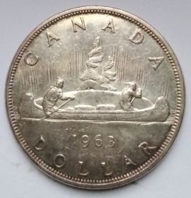 Каноэ 1 доллар Канада 1963 серебро