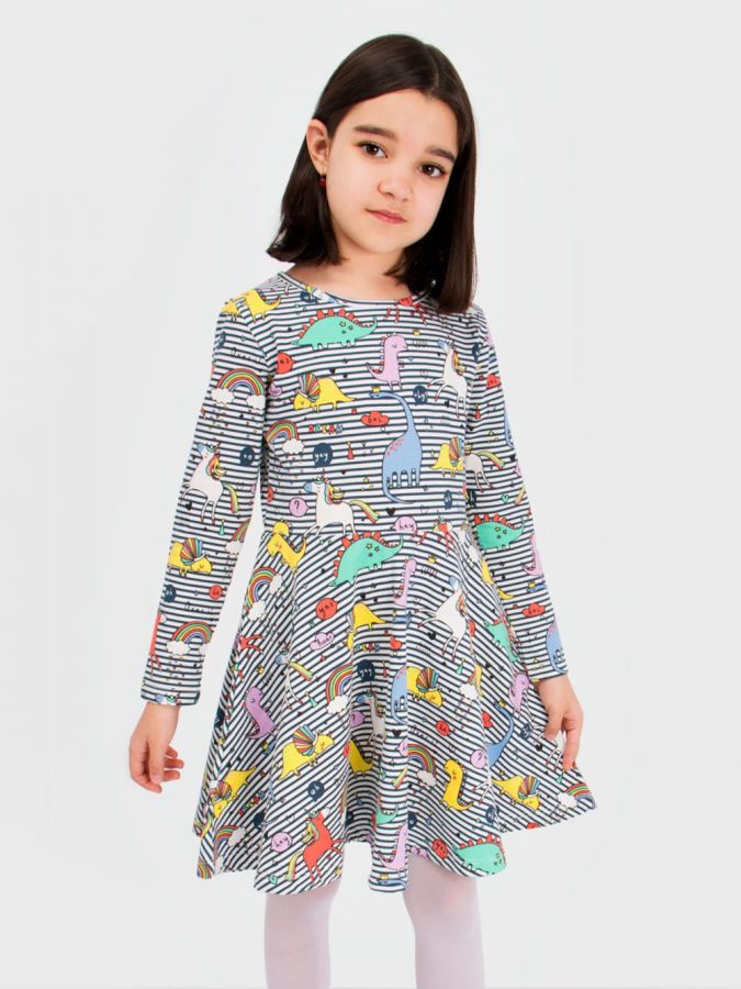 Платье трикотажное для девочки SP5915-25 [комбинированный]