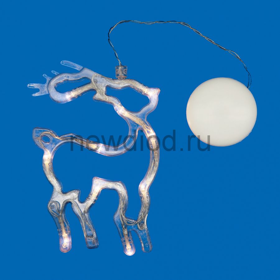 Фигура светодиодная «Олень» ULD-H1419-010/STA/3AAA WARM WHITE IP20 DEER бат 3AAA 14х19см подвес 10д