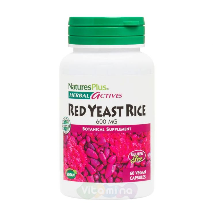 Nature's Plus Красный Дрожжевой Рис 600 мг Red Rice, 60 капс