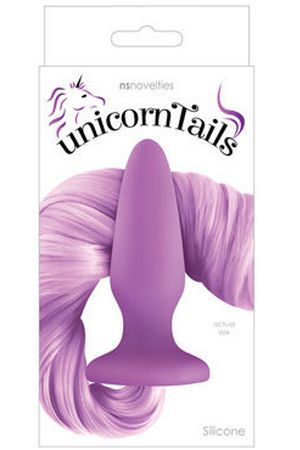 Анальная пробка с хвостом единорога NS Novelties Unicorn Tails сиреневая, 10,5*3,5 см