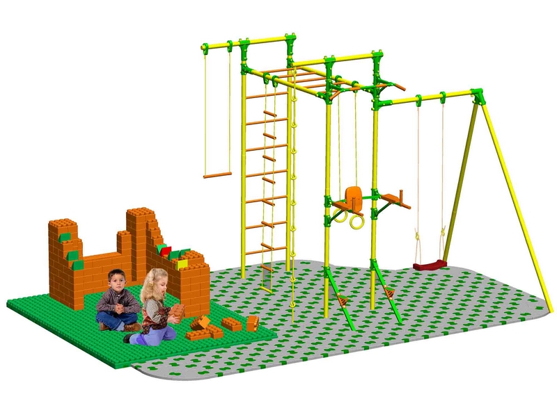 Puzzle + GigaBloks Playground для уличного спортивного комплекса с турником и брусьями Leco-IT Outdoor