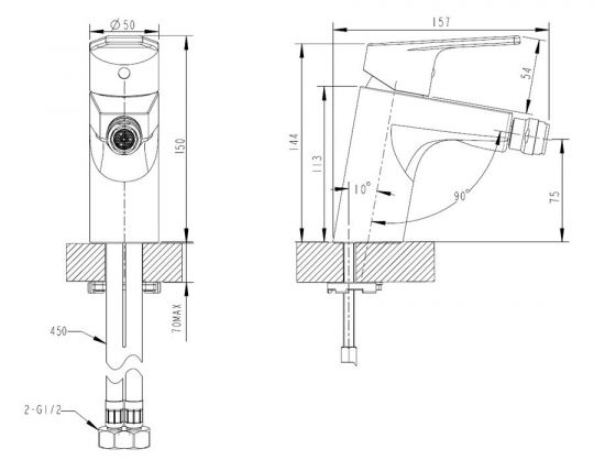 Однорычажный смеситель для биде Bravat Line F35299C-1 хром ФОТО