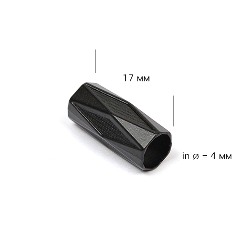 фото Наконечник для шнура Цилиндр с гранями Металлический черный  2 штуки в упаковке (TBY.TC16)