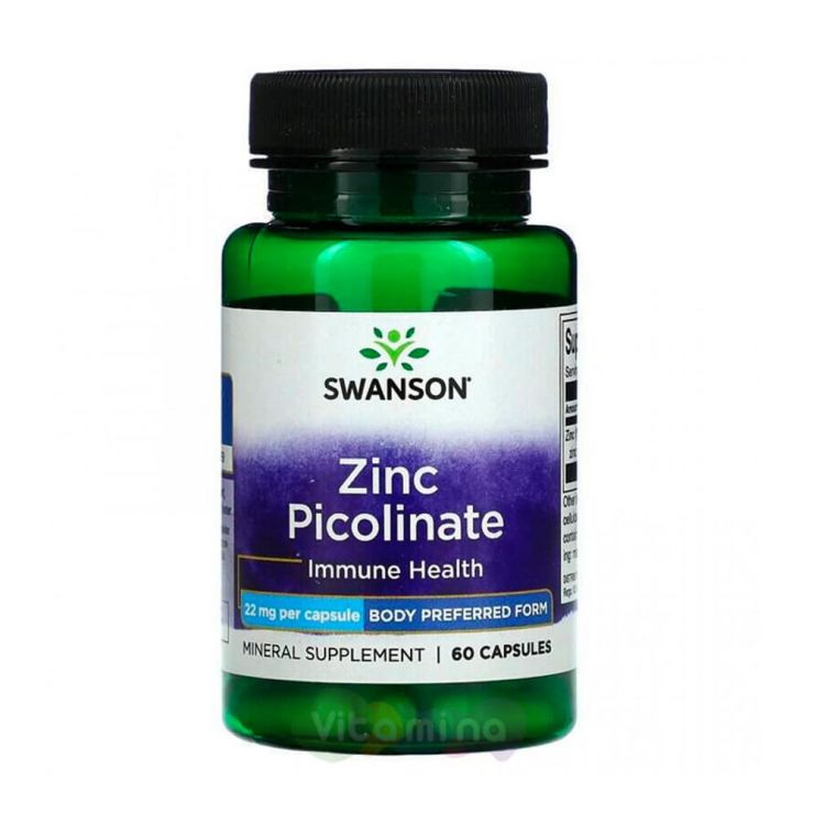 SWANSON Пиколинат цинка 22 мг Zinc Picolinate Body Preferred Form, 60 капс