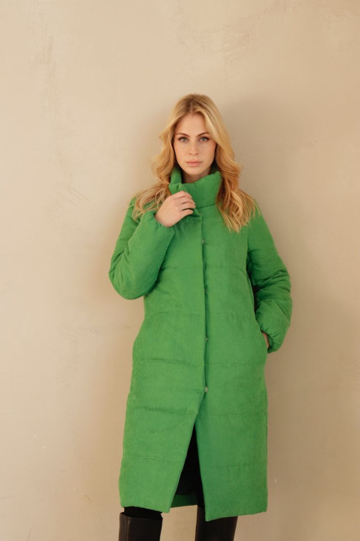 8092 Пальто стёганое Premium Аlpolux зелёное