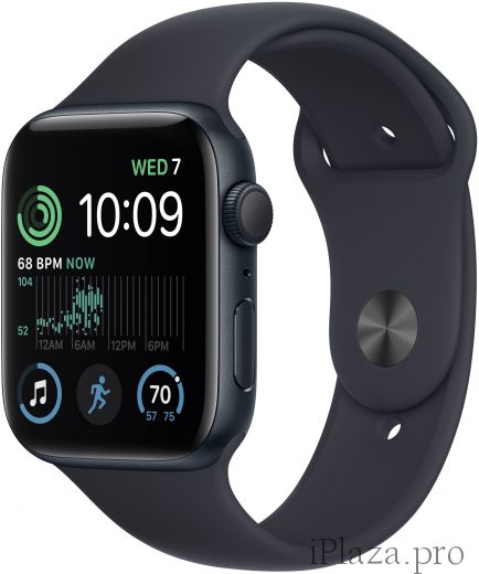 Apple Watch SE 2022, корпус из алюминия цвета «тёмная ночь», спортивный ремешок цвета «тёмная ночь»