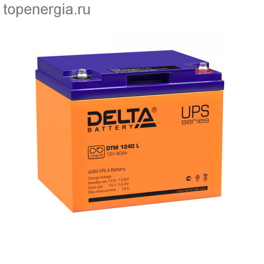 Аккумулятор герметичный VRLA свинцово-кислотный DELTA DTM 1240 L
